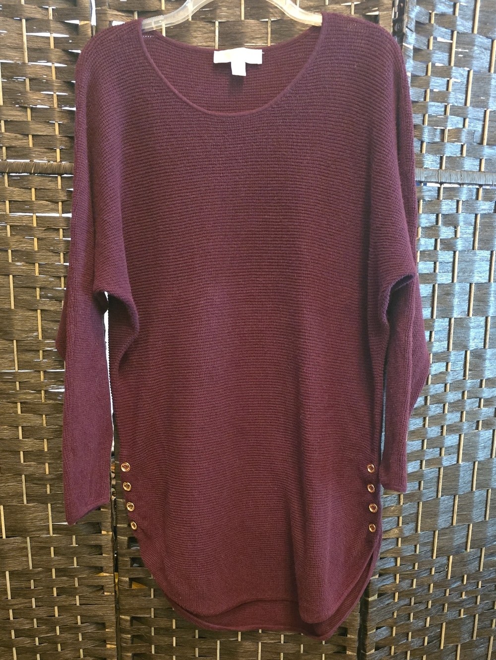 Michael Kors Deep Burgundy Ribbed Knit Sweater